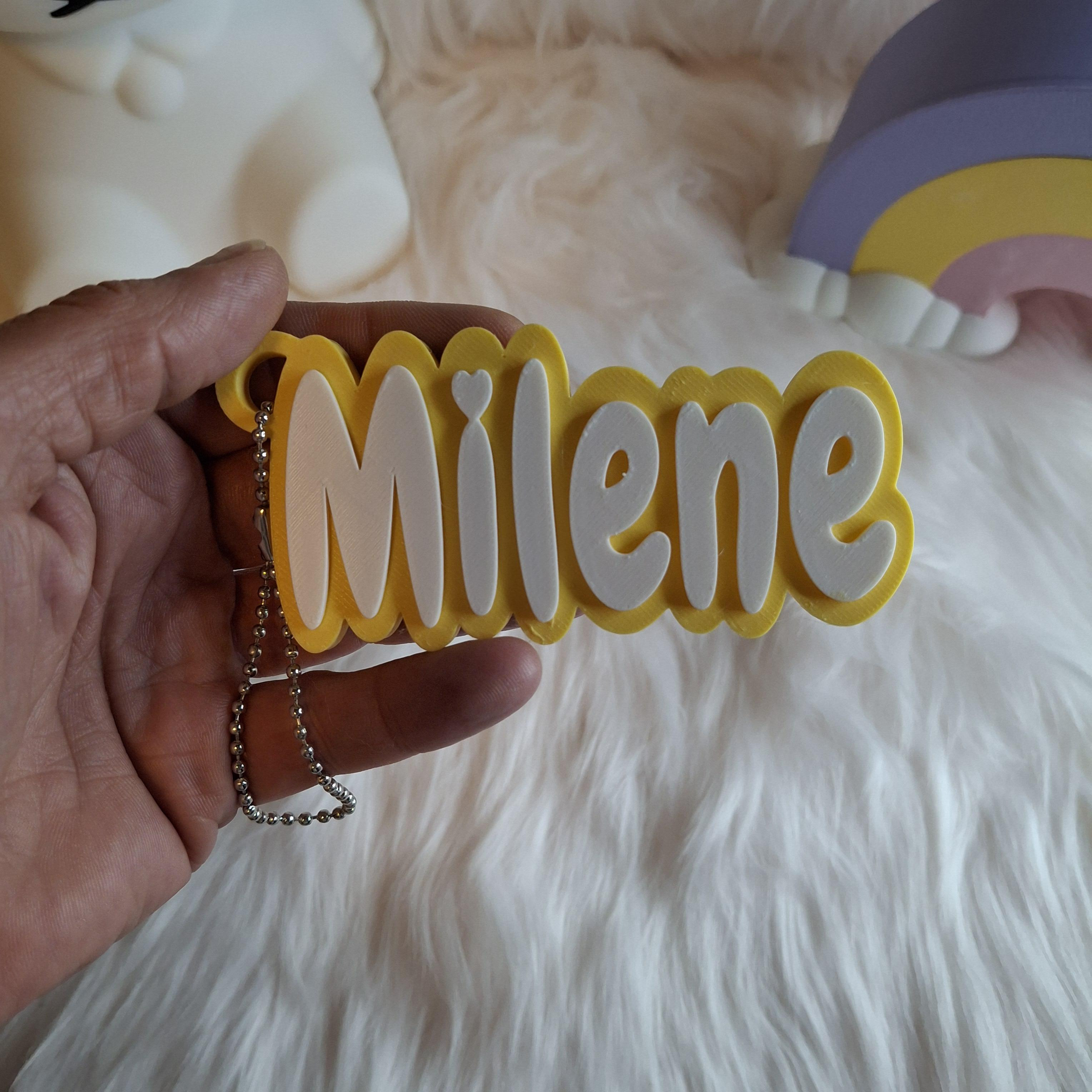 Gepersonaliseerde Naamsleutelhanger – 3D Geprint - Geel met Witte letters