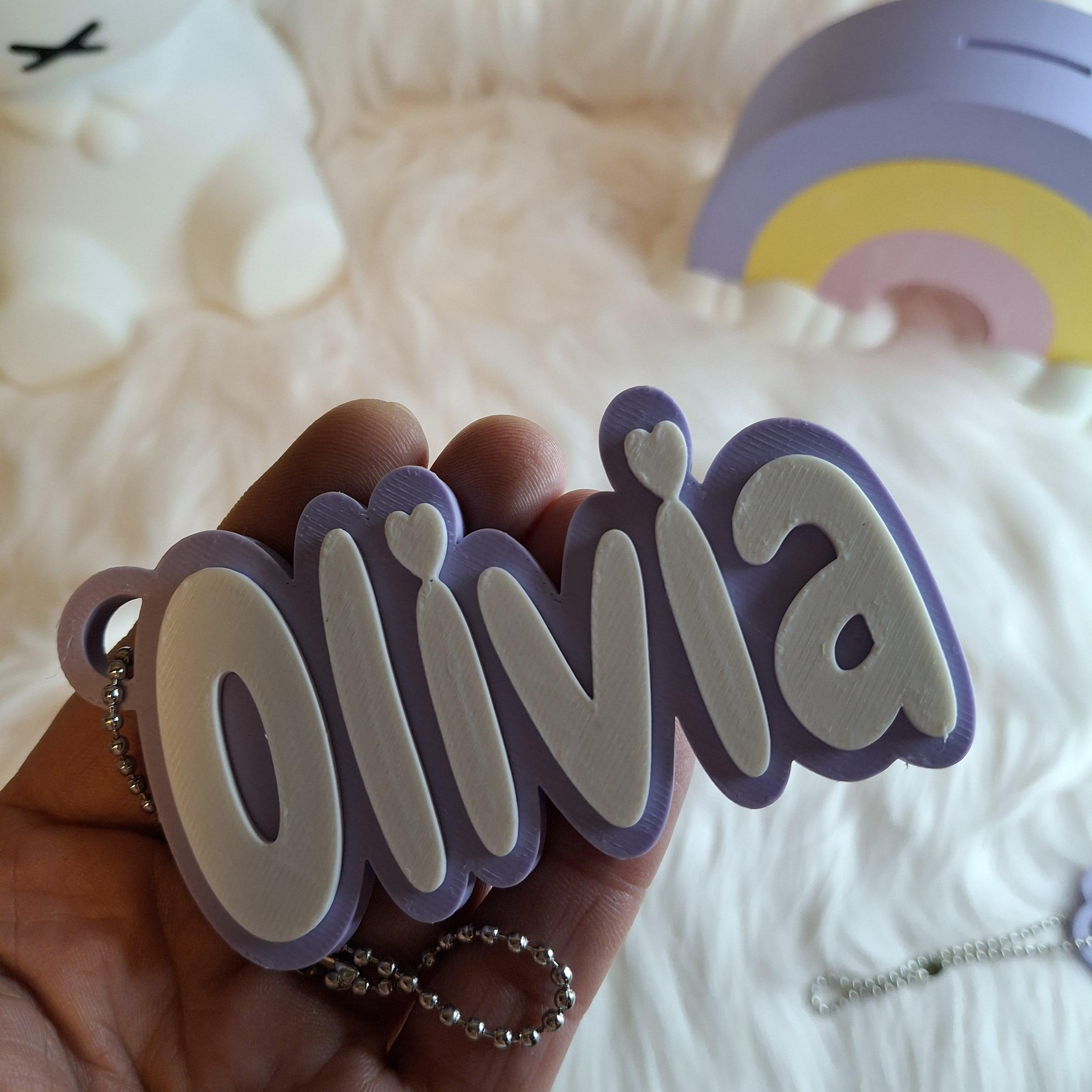 Gepersonaliseerde Naamsleutelhanger – 3D Geprint - Lila met Witte Letters