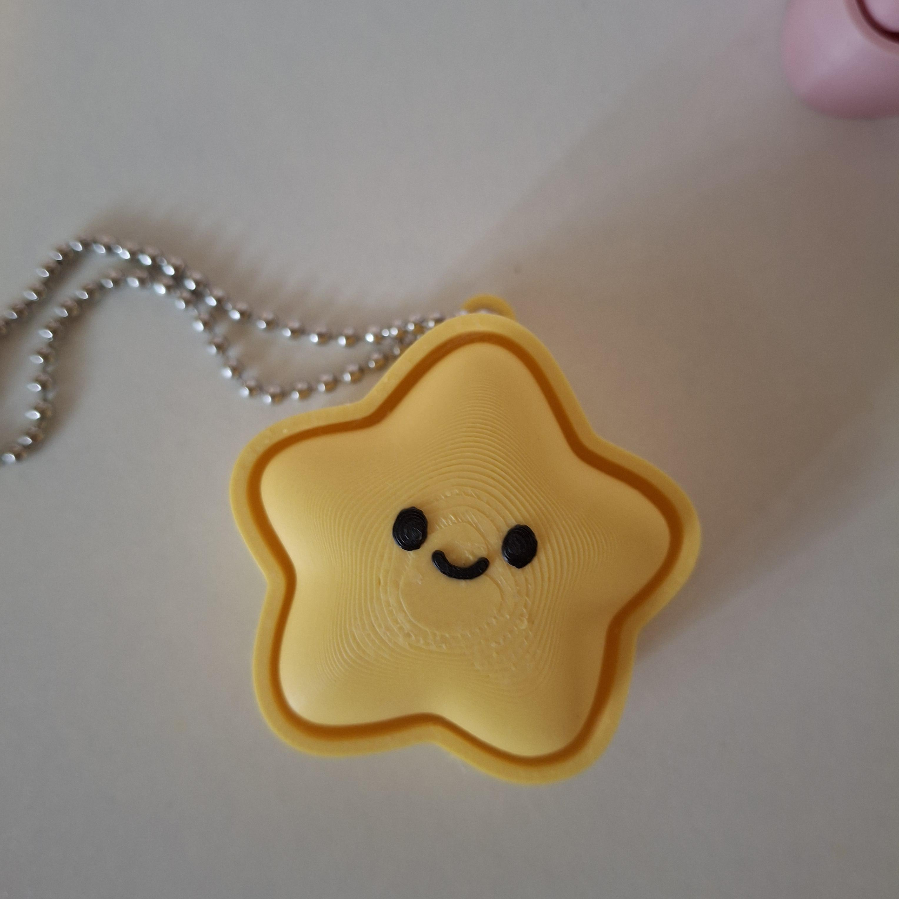 3D Geprinte Ster Fidget Clicker Sleutelhanger met Smiley