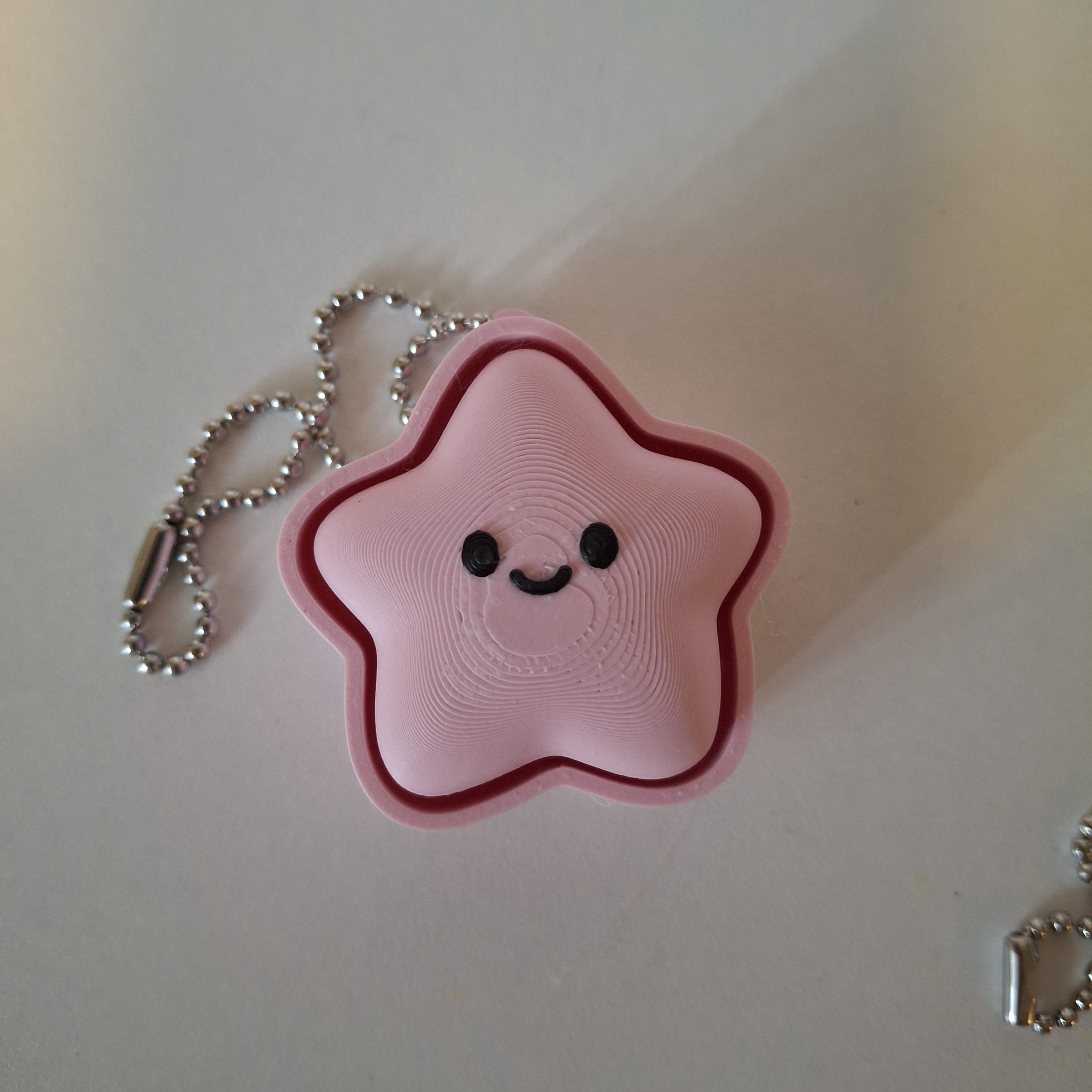 3D Geprinte Ster Fidget Clicker Sleutelhanger met Smiley