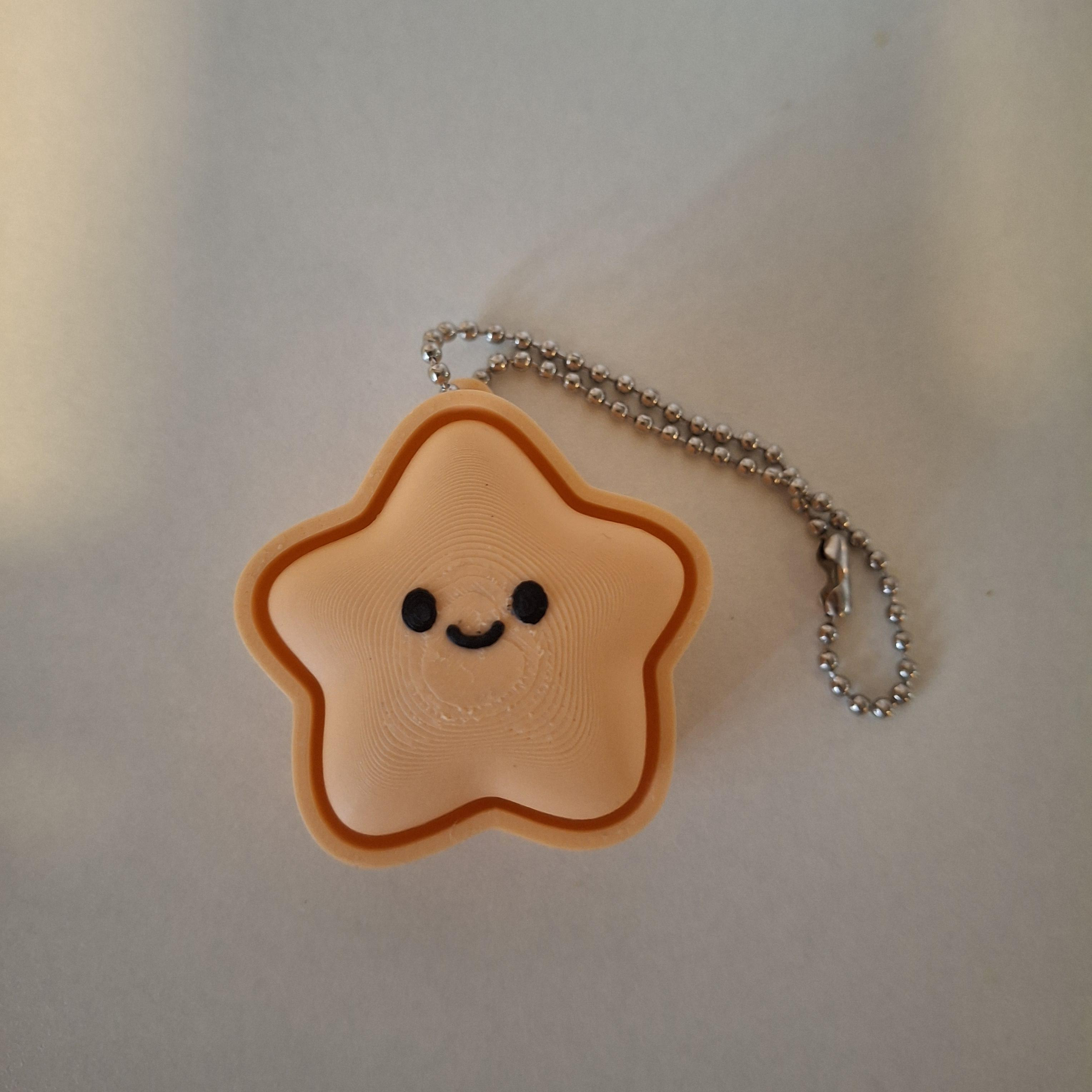 3D Geprinte Ster Fidget Clicker Sleutelhanger met Smiley
